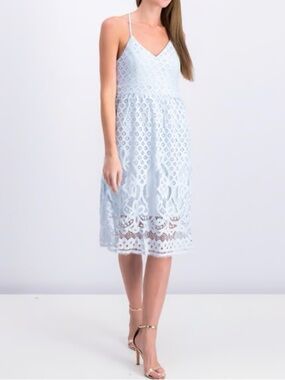 DEX Light Blue Lace Midi Dress
